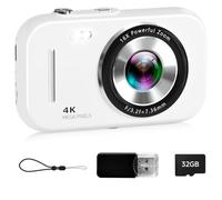 Digital Camera, 48MP 4K Compact Digital Camera with Auto Focus, 2026 Upgraded Point and shoot Camera with Beauty Composition Guide, Anti-shake, 32GB Card, Card Reader, Portable Travel Camera for Teens