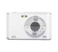 Digital Camera, 48MP 4K Ultra HD Dual Lens 16x Zoom Autofocus Anti Shake Vlogging Camera with 2.4 Inch IPS Display Screen, Compact Travel Camera for Beginner (White)