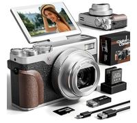 Digital Camera, 48MP Cameras for Photography, 4K Vlogging Camera for YouTube, 180°Flip Screen Digital Point and Shoot Camera with 18X Zoom, Compact Camera for Beginner with 32GB Card(2 Batteries)