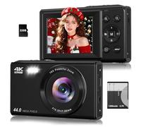 Digital Camera, 4K 44MP Autofocus Point and Shoot Camera with 16X Zoom 2.4" LCD Portable Compact Camera for Kids Teens Boys Girls Adults (Black)
