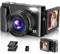 Digital Camera,4K 48MP Autofocus Compact Digital Camera with 32G Card 16X Digital Zoom,Vlogging Camera for Youtube with Anti-shake, Flash,3.0 inch 180° Flip Screen for Teens, Beginners,Adults