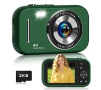 Digital Camera,4K 48MP Compact Camera for Kids Teens,16X Zoom Anti Shake,21 Filters,Framing Grid, Date Stamp,Slow Motion,MP3 Function, 32GB SD Card,Compact Small Camera for Boys Girls Kids,Green