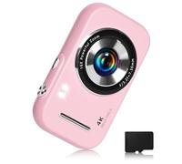 Digital Camera,4K 48MP Compact Camera for Kids Teens,16X Zoom Anti Shake,21 Filters,Framing Grid,Date Stamp,Slow Motion,MP3 Function, 32GB SD Card,Compact Small Camera for Boys Girls Kids,Pink