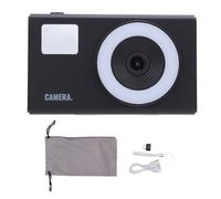 Digital Camera 4K 48MP Eye Caring Screen Anti Shake 16X Zoom Autofocus Travel Camera with Fill Light (Black)
