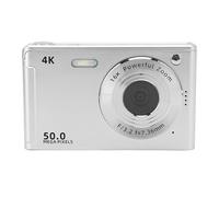 Digital Camera, 4K 50MP Auto Focus Anti Shake Digital Camera, 16X Digital Zoom Video Camera with 2.8in Screen Fill Light, Small Compact Camera for Kids Students (Silver)