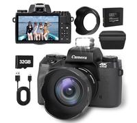 Digital Camera 4K, 64MP 1080P FHD Photo Camera with Auto Focus, 16X Digital Zoom Camera, Portable Compact Camera, 4.0 Inch Touch Screen with 32GB TF Card, LED Flash for Teenagers and Beginners