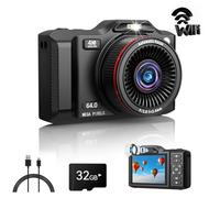 Digital Camera,4K 64MP Autofocus Vlogging Camera with Dual Lens,18X Zoom/WiFi/32GB Card/,Point and Shoot Cameras for Boys Girls Gifts (XJ600-Black)