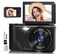 Digital Camera - 4K 64MP Compact Camera with 3 Inch 180° Flip Screen 32GB Memory Card 18X Digital Zoom Autofocus Vlogging Photo Cameras for Teenagers Beginners Adults