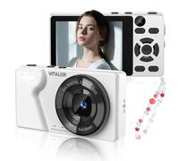 Digital Camera 4K 64MP Compact Camera with Dual Lens,2000mAh Battery,2.8" IPS Screen, Zinc Alloy Shell and 18X Digital Zoom Auto-Focus Small Camera for Kids,Teenagers,Beginners,White(NO SD CARD)