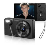 Digital Camera 4K 64MP Compact Camera with Dual Lens,2000mAh Battery,2.8" IPS Screen, Zinc Alloy Shell and 18X Digital Zoom Auto-Focus Small Camera for Kids,Teenagers,Beginners,Black(NO SD CARD)