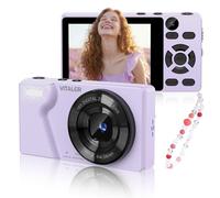 Digital Camera 4K 64MP Compact Camera with Dual Lens,2000mAh Battery,2.8" IPS Screen, Zinc Alloy Shell and 18X Digital Zoom Auto-Focus Small Camera for Kids,Teenagers,Beginners,Purple(NO SD CARD)