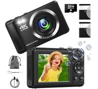 Digital Camera - 4K 64MP Compact with 16X Zoom, Auto-Focus & SD Card