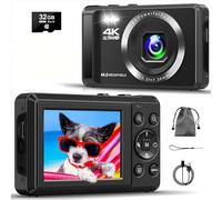 Digital Camera 4K 64MP Digital Zoom Camera 16X Compact with 32GB Card for Children Students Beginners