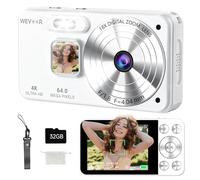 Digital Camera 4K 64MP, Wevoor Digital Photo Camera 32GB with Auto Focus, 18x Digital Zoom Camera, 2.8 Inch Screen, 2000 mAh Compact Camera, Camera Digital Camera for Beginners, Children, Teenagers