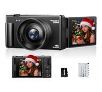 Digital Camera 4K, 72MP Autofocus Photo Camera, 18X Digital Zoom, Vlogging Camera for YouTube, 2.8 Inch 270° Folding Screen, Digital Camera with 64GB Card & Battery for Beginners, Teenagers, Teenagers