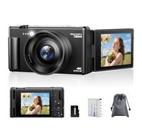 Digital Camera 4K, 72MP Autofocus Vlogging Camera for Youtube with 2.8" 270°Flip Screen, 4K Compact Digital Cameras With 64GB Card 18X Digital Zoom For Beginner, Teenagers