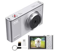 Digital Camera 4K 72MP with 2.8" LCD Screen,16X Digital Zoom, Compact Portable Vlogging Camera with 32GB SD Card for Beginner Photography. (Silver)