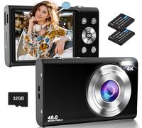 Digital Camera, 4K Autofocus Compact Camera with 32G SD Card HD 48MP with 2.8" Large Screen, 16X Digital Zoom, Portable Mini Camera for Photography, Suitable for Kids,Adult,Beginners（Black）