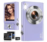 Digital Camera, 4K Autofocus Compact Camera with 32G SD Card HD 48MP with 2.8" Large Screen, 16X Digital Zoom, Portable Mini Camera for Photography, Vlogging Camera for Kids,Adult,Beginners（Purple）