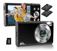 Digital Camera, 4K Autofocus with 32G SD Card HD 48MP, 2.8 Inch Screen, 16X Zoom, Compact Portable Mini Camera for Adults, Beginners (Black)