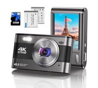 Digital Camera, 4K Digital Camera for Kids with 32GB SD Card Compact Point and Shoot Camera