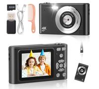 Digital Camera 4K, FHD 48MP Vlogging Digital Camera with 2.4" Screen and 16x Digital Zoom, Rechargeable Compact Portable Photo Camera with 32GB SD Card, Vlogging Camera for Teen Students Beginner