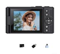 Digital Camera 4K Flip Screen, Selfie Transfer to Mobile Phone Portable Beautiful for Students Travellers Wholesale Photography(Black 32G)