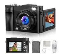 Digital Camera 4K for Photography Vlogging: 48MP Cameras for Video - 16X Zoom Photo Camera Gifts for Teens Ages 8-16 - 180°Flip Screen Compact Cámara - Point and Shoot Digital Cameras for YouTube