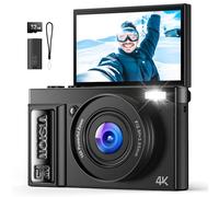 Digital Camera 4K for Photography Vlogging: 64MP Cameras for Video - 16X Zoom Photo Camera Gifts for Teens Ages 8-18 - 180°Flip Screen Compact Cámara - Point and Shoot Digital Cameras for Youtube