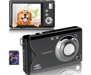 Digital Camera, 4K HD 1080P 48MP Photo Camera Compact Camera, Mini Digital Camera with 32GB SD Card FHD Photo Camera, Digital Camera with LCD Screen, 16X Digital Zoom for Beginners (Black)