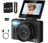 Digital Camera, 4K Ultra HD Camera, WiFi Connectivity, 18x Digital Zoom, 64MP Resolution, Flip Screen, For Vlogging & Travel