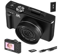 Digital Camera, 5K 64MP Cameras for Photography with WiFi, Selfie 3" LCD Screen Compact Vlogging Camera for Teens, Wide & Macro Lens