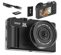 Digital Camera, 5K 64MP Cameras for Photography with WiFi, Selfie 3" LCD Screen Compact Vlogging Camera for Adult, Wide & Macro Lens
