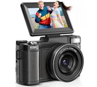 Digital Camera 5K, 64MP Cameras for Photography, YouTube Vlogging, 18X Zoom UHD Autofocus Compact Point and Shoot Flip Screen Camera with 64GB SD Card, 2 Batteries, Small Photo Camera for Kids, Teen