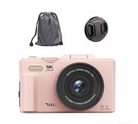 Digital Camera 5K 75MP, 18X Zoom Autofocus With 3 Inch Flip Screen, WiFi HD Camera For Students Selfies Vlogging Travel(Pink)