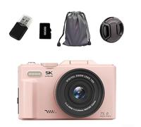 Digital Camera 5K 75MP 18X Zoom with 3-Inch Flip Screen| Metal Body WiFi Vlogging Camera for Photography and Travel| Support TF Card (Black| White| Pink)(Pink 32G)