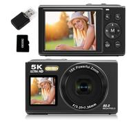 Digital Camera, 5K 80MP Dual Screen Camera With 18X Zoom 2.8 Inch Display WiFi Transfer Vlogging Recorder For Students Travellers(Black 32G)