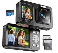 Digital Camera 5K 80MP Point and Shoot Digital Camera for Photography 18X Zoom Anti Shake, Compact Small Vlogging Cameras Dual Screen for Kids Teens Adult Beginner Gifts - Black