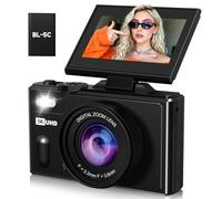 Digital Camera, 5K Travel Camera 80MP Cameras for Photography Vlogging Camera for YouTube with 3" 180° Flip Screen with 18X Zoom Autofocus Compact Video Camera with 64GB SD Card for Teens Beginner