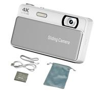 Digital Camera 64MP 4K Video with 16X Zooming, White | 4K Video with Slide Cover Design and Intelligent Scene Detection for Travel Photography