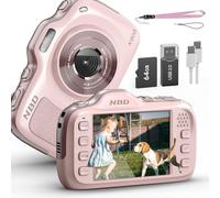 Digital Camera,64MP 4K Vlogging Cameras for Photography with 64GB Card,Portable Compact Point and Shoot Digital Camera for Teens Adult Beginner Student with 16X Zoom,Autofocus, Anti-Shake（Pink）