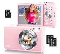 Digital Camera,Autofocus 4K Vlogging Camera for Photography with 32GB Card,48MP Portable Compact Point and Shoot Digital Camera for Teens Adult Beginner with 16X Zoom,Anti-Shake,2 Batteries(Pink)