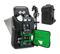 USA Gear Digital Camera Backpack DSLR Photo Bag with Comfort Design, Waterproof Cover, Laptop Storage, Tripod Holder, Adjustable Lens Storage - Compatible with Full-Sized Digital Cameras - Green