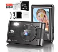 Digital Camera- Compact Camera 4K 48MP Autofocus with 32GB SD Card, 2.8" Screen, 18X Zoom, 2 Batteries, Vlogging Selfie Camera for Kids & Beginners
