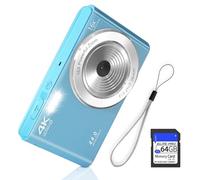 Digital Camera, FHD 4K 44MP Digital Camera for Teens Video Camera with 64GB SD Card 16X Digital Zoom, Compact Point and Shoot Camera Portable for Kids Boys Girls Teens Students Seniors (Blue)