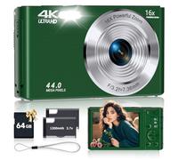 Digital Camera, FHD 4K Autofocus Compact Digital Cameras for Teens, Green Point and Shoot Camera for Kids with 16X Zoom, 64GB SD Card, 2026 Upgraded Small Digital Camera for Boys Girls Teens Kids Gift