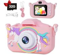 Digital Camera for 3-12 Years Old Kids Birthday Multifunction Creative with 32GB SD Card Up to 48MP 1080P HD Video IPS Display