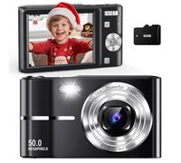 Digital Camera for Kids, 50MP UHD 4K Point and Shoot Digital Cameras with 32GB Card, 16X Zoom, Anti-Shake, Date Stamp, Compact Portable Small Cameras for Starter Children Teen Student Girl Boy