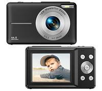 Digital Camera for Kids Boys and Girls, FHD 1080P 44MP Vlogging Camera LCD Screen Rechargeable Compact Camera Mini Camera with 16X Zoom Portable Pocket Camera Gift for Kids Teens with TF Card-Black