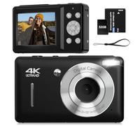 Digital Camera for Kids, FHD 1080P 44MP Point and Shoot Digital Camera with Face Detect, Smile Capture, 18X Zoom, 20 Filters, Anti Shake, 32GB SD Card Blcak Compact Vintage Camera for Kids Boys Girls